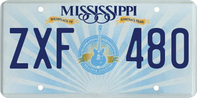 MS license plate ZXF480