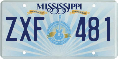 MS license plate ZXF481