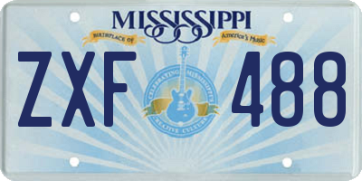 MS license plate ZXF488