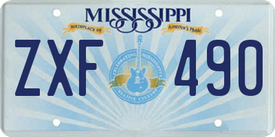 MS license plate ZXF490