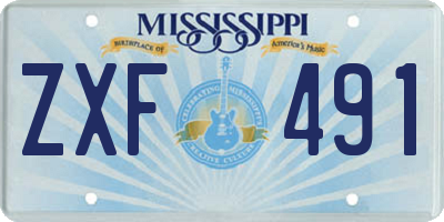 MS license plate ZXF491