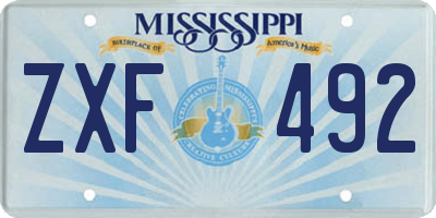MS license plate ZXF492