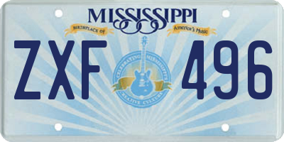 MS license plate ZXF496