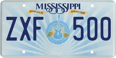 MS license plate ZXF500