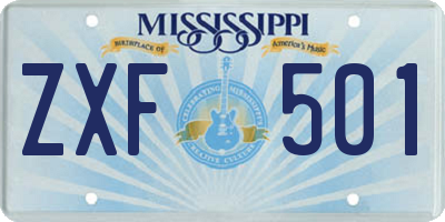 MS license plate ZXF501