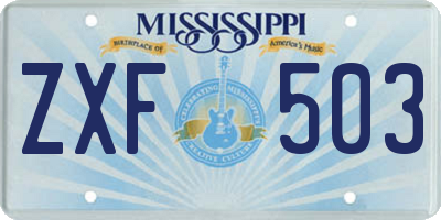 MS license plate ZXF503