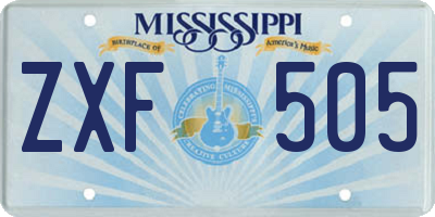 MS license plate ZXF505