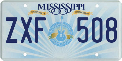 MS license plate ZXF508