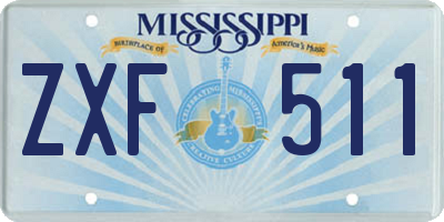 MS license plate ZXF511