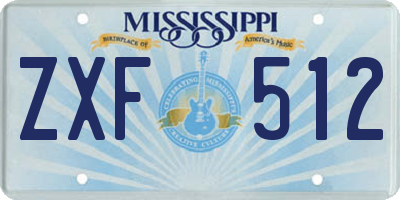 MS license plate ZXF512