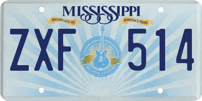 MS license plate ZXF514