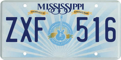 MS license plate ZXF516