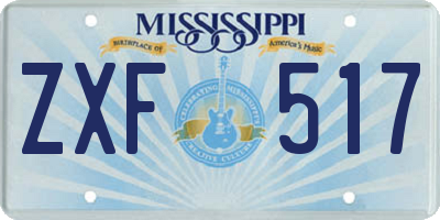 MS license plate ZXF517