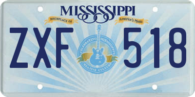 MS license plate ZXF518
