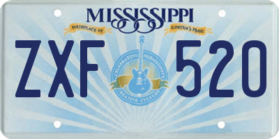 MS license plate ZXF520