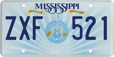 MS license plate ZXF521