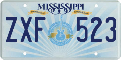 MS license plate ZXF523