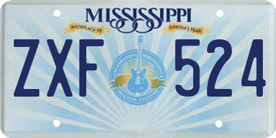 MS license plate ZXF524