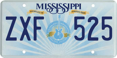 MS license plate ZXF525
