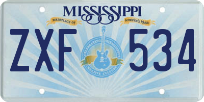MS license plate ZXF534