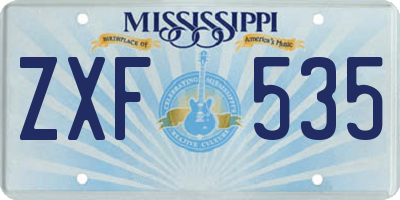 MS license plate ZXF535
