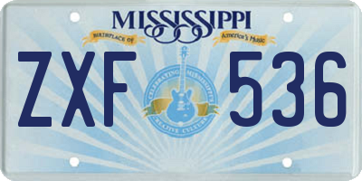 MS license plate ZXF536