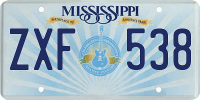 MS license plate ZXF538