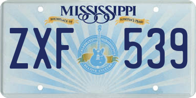 MS license plate ZXF539