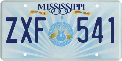 MS license plate ZXF541