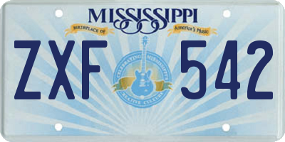MS license plate ZXF542