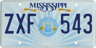 MS license plate ZXF543