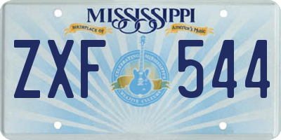 MS license plate ZXF544