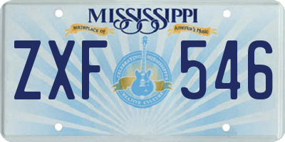MS license plate ZXF546
