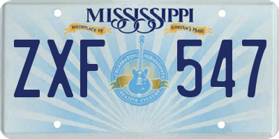 MS license plate ZXF547