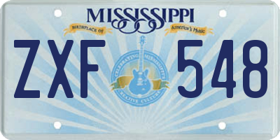 MS license plate ZXF548