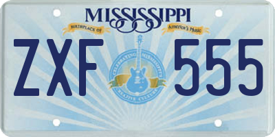 MS license plate ZXF555