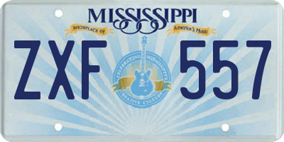 MS license plate ZXF557