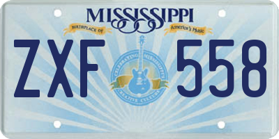 MS license plate ZXF558