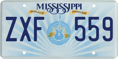 MS license plate ZXF559