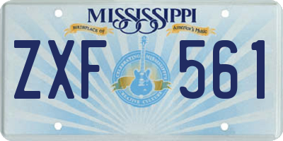 MS license plate ZXF561