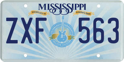 MS license plate ZXF563