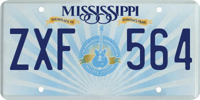 MS license plate ZXF564