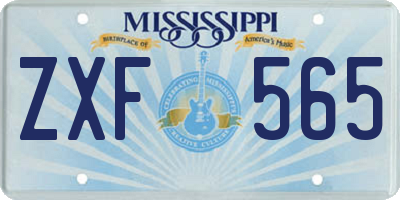 MS license plate ZXF565