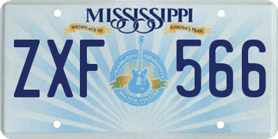 MS license plate ZXF566