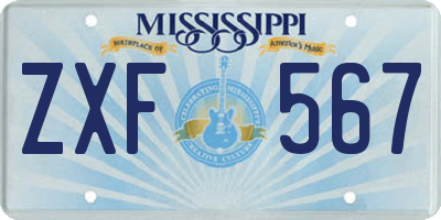 MS license plate ZXF567