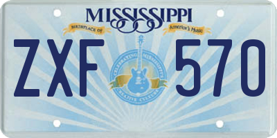 MS license plate ZXF570