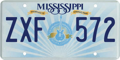 MS license plate ZXF572
