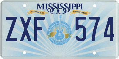 MS license plate ZXF574