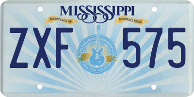 MS license plate ZXF575