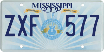 MS license plate ZXF577